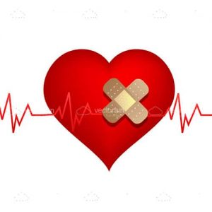 Wounded heart with bandage and lifeline